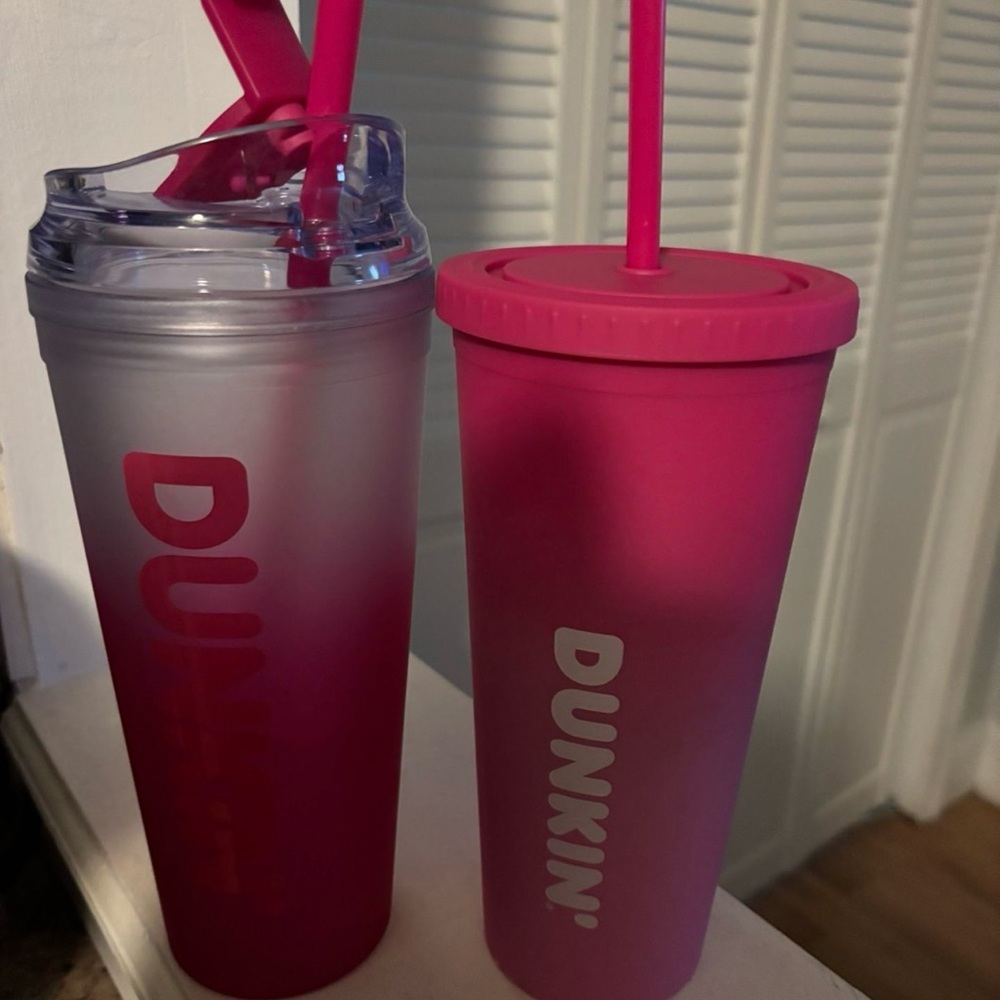 Dunkin' Pink Ombre Insulated Tumblers with Straw